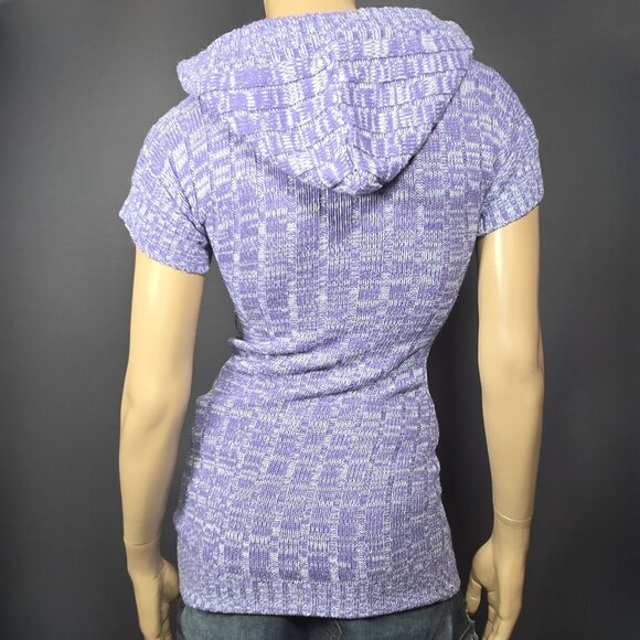 Y2K Purple Hooded Sweater Cap sleeves Size XS Pockets Grunge Fairy 2000s - Picture 2 of 9